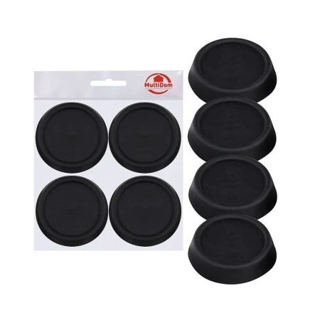 Подставки антивибрационные для стиральных машин и холодильников 4шт 6*1,5см черные, квадратные ПТ76