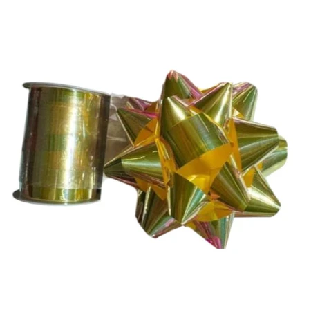 Набор для упаковки подарков (лента упаковочная 10мм*10м и бант) золото (360) JC-17106