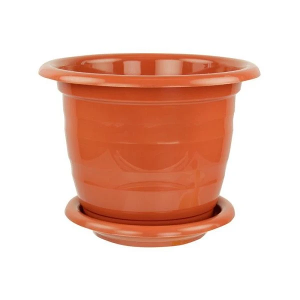 Горшок цветочный 2л пластик ВИОЛА с поддоном коричневый (20)