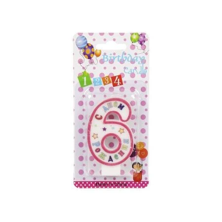 Свеча в торт Цифра 6 С Днем рождения 72WA (12)