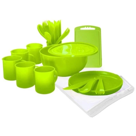 яяяНабор для пикника 32пр на 6 персон Пир в сумке 270*125*220мм лайм (5) ВЫВОД