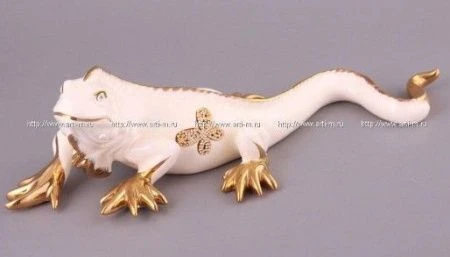 яяяФигурка ИГУАНА белая l=40см h=10см (6)