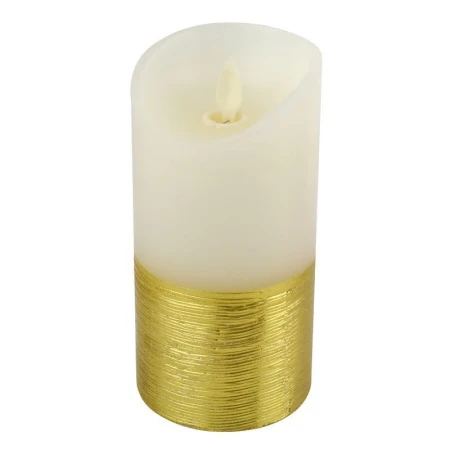 Свеча светодиодная пластик H15см D7,5см (на батарейках) золото JC-12262 (60)
