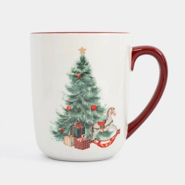 Кружка 540мл керамика красная Лошадка у елки Festival ANLAF-FDH-0303-12
