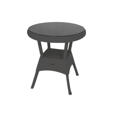 Стол круглый 70см h72см пластик Rattan Ola Dom со стеклом 67,3см, толщ. 4мм антрацит (1)