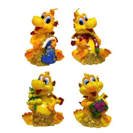 Свеча декоративная Дракон с подарком 11см (микс 4шт)