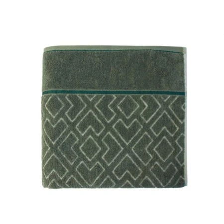 Полотенце махровое 50*90см жаккард пестротканное с бордюром Club оливковый