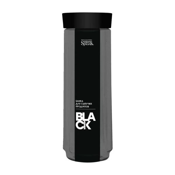 Банка для сыпучих продуктов 1,6л пластик Sugar&Spice Black (12)