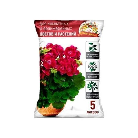 Грунт для комнатных и декоративныхрастений 5л Царица цветов (5)
