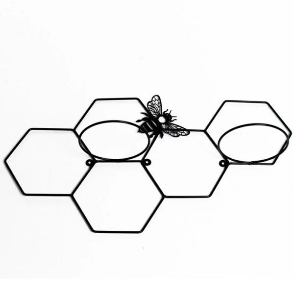 Подставка настенная на 2 цветка 35*69*16см металл черная 15-126B