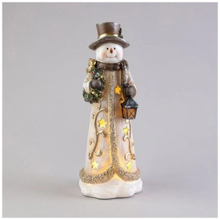 Фигурка новогодняя световая Снеговик 12,5*12*33,7см полистоун (6)