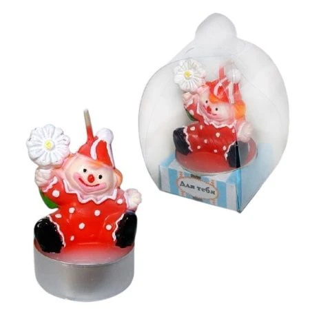 Свеча парафин декоративная КЛОУН с ромашкой (36)