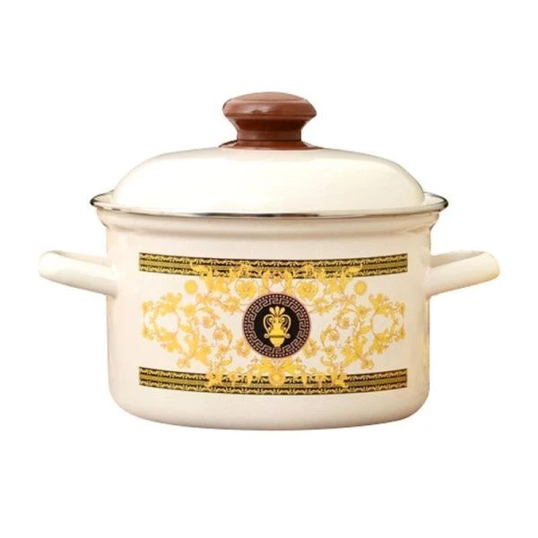 Кастрюля 2л эмаль ГРЕЧЕСКИЙ УЗОР цилиндрическая (4)