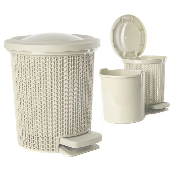 Контейнер для мусора 6л 24,5*24,5*27см пластик Soul айвори с педалью (2)