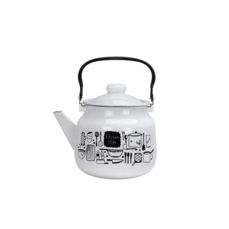Чайник 3,5л эмаль KITCHEN белый с рис. 01-2713/4 (4)