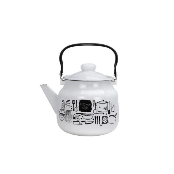 Чайник 3,5л эмаль KITCHEN белый с рис. 01-2713/4 (4)