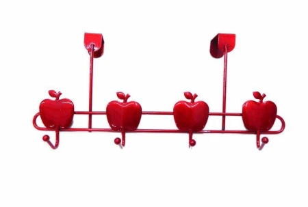 Вешалка на дверь 4 крючка с подвесом Яблоки металл 18х28х10см (вишнёвый перламутр) JC-1114 (60)