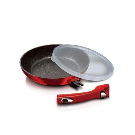 Сковорода 28см алюминий АП со съемной ручкой пласт.крышкой Burgundy Metallic Line (6)