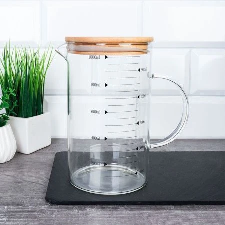 Кувшин 1000мл стекло с бамбук.крышкой и мерным делением LCWJ103 (48) Кувшин 1000мл стекло с бамбук.крышкой и мерным делением LCWJ103 (48)