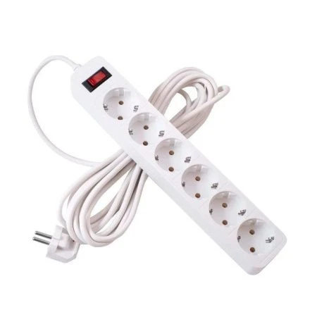Удлинитель 6 гнезд пластик 1,5м 0,75кв.мм 10А ПВС с зазем, выкл-ем СТАРТ белый (20)