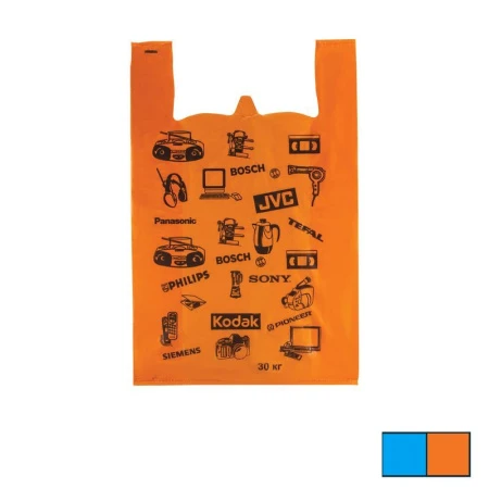 Пакет-майка 64*43*20см 30мкм полиэтилен Электроника синий/желтый (1200/50)