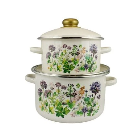 Набор кастрюль 2пр 2/4л эмаль АДЕЛЬ бисквит цилиндрический 2-212/4 (1)