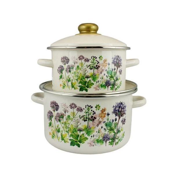 Набор кастрюль 2пр 2/4л эмаль АДЕЛЬ бисквит цилиндрический 2-212/4 (1)