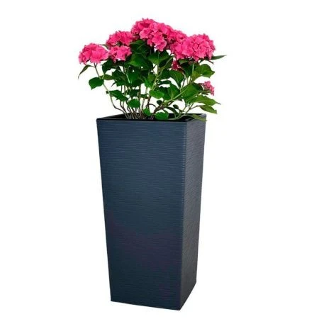 Горшок цветочный 43л 30,5*62см пластик ФИНЕЗИЯ ДЖУТ с вкладкой 20л антрацит (1)