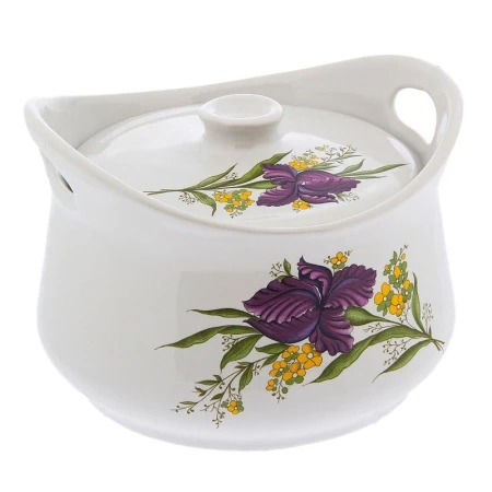 Супница 3л фарфор с прорезными  ручками МИКС