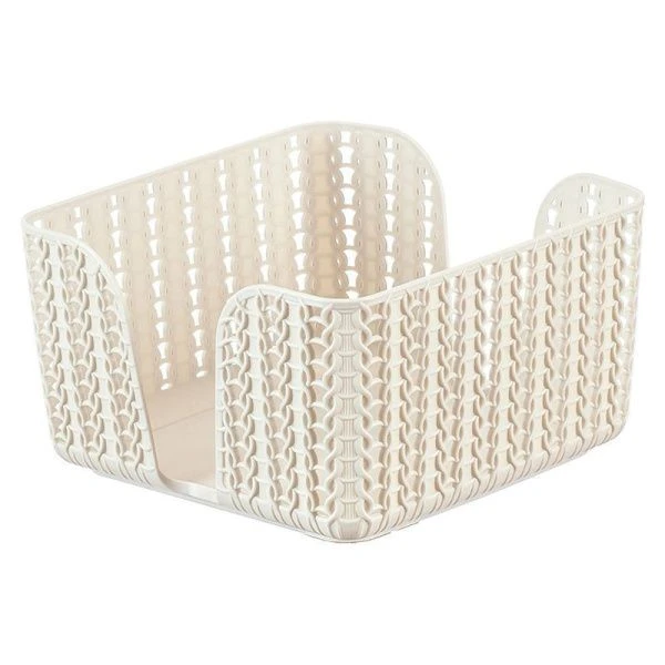 Салфетница 8,5*14*14см пластик ВЯЗАНИЕ Белый ротанг (16)
