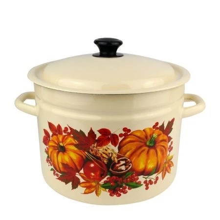 Кастрюля 9л эмаль слон.кость с рис. цилиндрическая борт 41804-212/6-У (2)