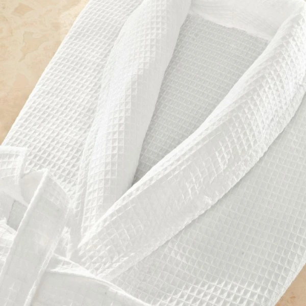 Халат-кимоно вафельный пике 100% хлопок с воротником-шалью KAOS M белый