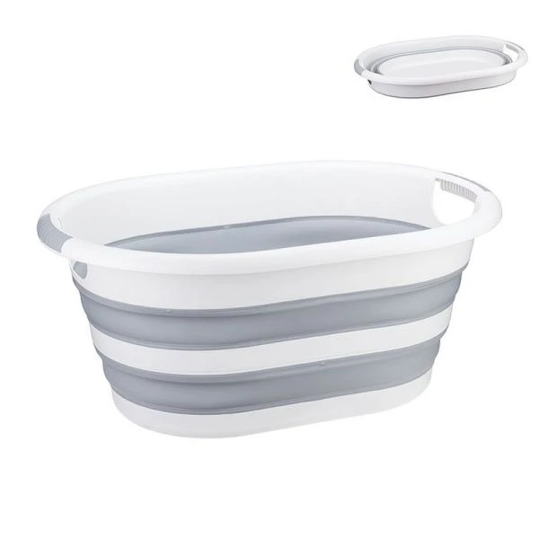 Таз 25л пластик ФЛЕКС смоки овальный складной (5)