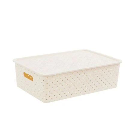 Корзинка 7,5л 350*245*105мм пластик БЕРЕСТА слоновая кость с крышкой (12)