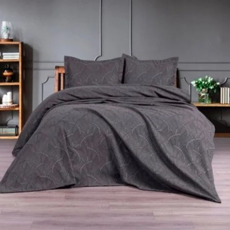 Покрывало 50%хлопок/50%пэ 240*260 с 2 наволочками 50*70 LENORA антрацит