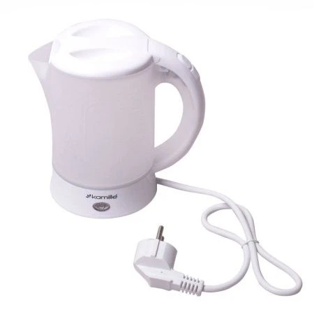 Чайник электрический 600мл пластик c 2 чашками и 2 ложками матовый белый, арт.1718A (24)