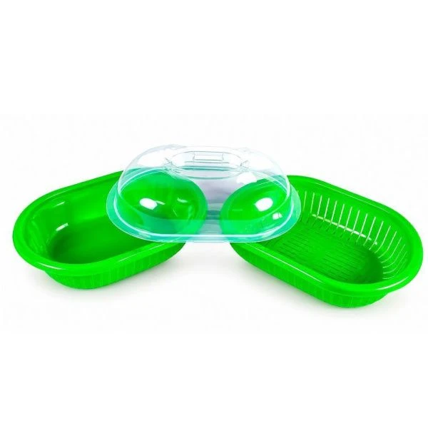 Хлебница универсальная 3 в 1 (хлебница, салатница, дуршлаг) 30*21*13,5см пластик салатовая (35)