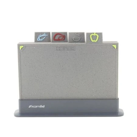 Доска разделочная набор 3шт 29*19,5*0,6см пластик на подставке серый гранит (5)