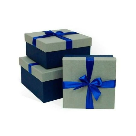 Коробка подарочная с бантом тиснение Рогожка 210x170x110