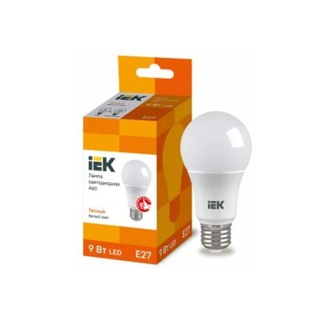 Лампа светодиодная стекло ECO A60 шар 9Вт 230В 3000К E27 IEK