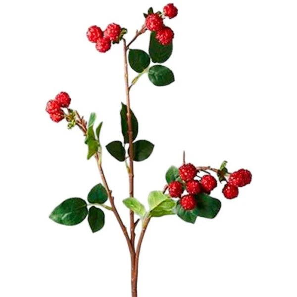 Цветы искусственные Ветка с красными ягодами 75*10см 4630270034489