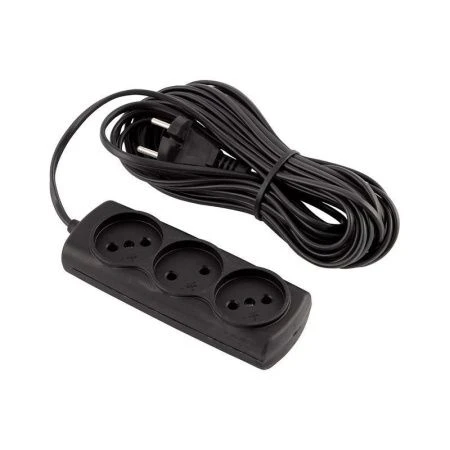 Удлинитель 3 гнезда пластик 10м 0,75кв.м 6А ШВВП Эконом черный ENGY (40)