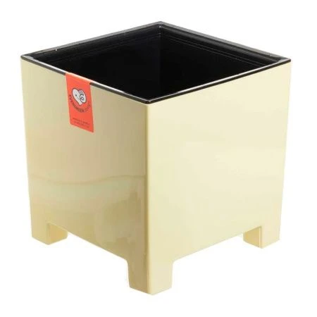 Горшок цветочный 2,1л 14*14см пластик НАРД с вкладкой желтый (8)