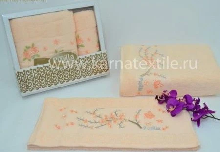 яяяНабор полотенец махровые PUPILLA PANO SOFT (50*90/70*140) (Абрикосовый)