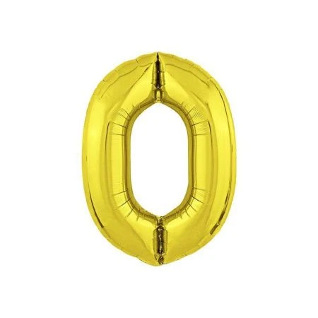 Шар фольгированный Цифра 0 золото 40" (102см) Slim (50)