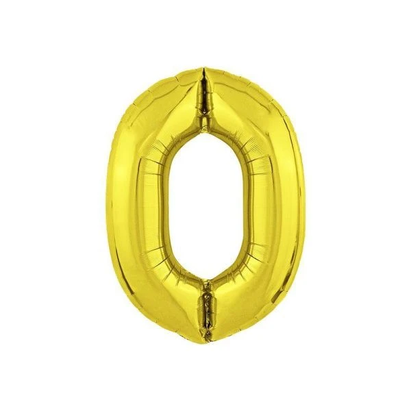 Шар фольгированный Цифра 0 золото 40" (102см) Slim (50)