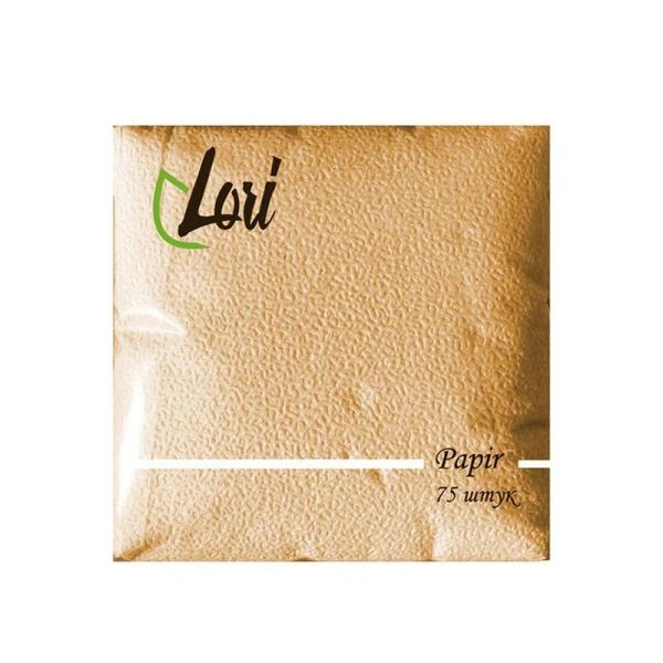 Салфетки бумажные набор 75шт однослойные ЛОРИ Папир абрикос (30)