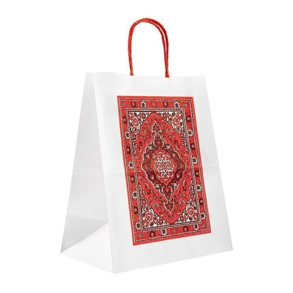 Пакет бумажный с кручеными цв.ручками 24*14*28см ковёр (300)