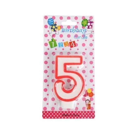 Свеча в торт парафин Цифра 5 KL-2 (12/900)