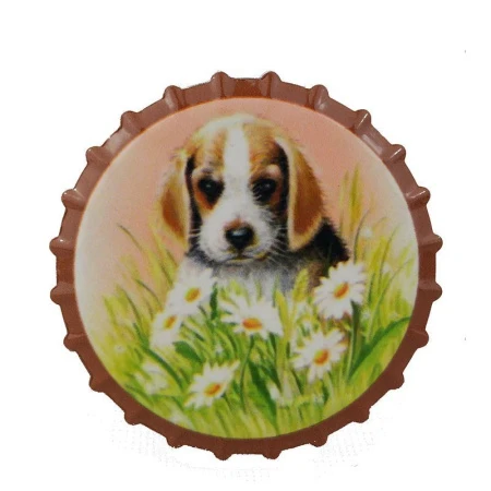 Магнит ЩЕНОК В РОМАШКАХ 7,5см керамика (288)
